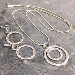 OOAK Artisan Made Sterling Silver Interlocking Circle Necklace & Earrings